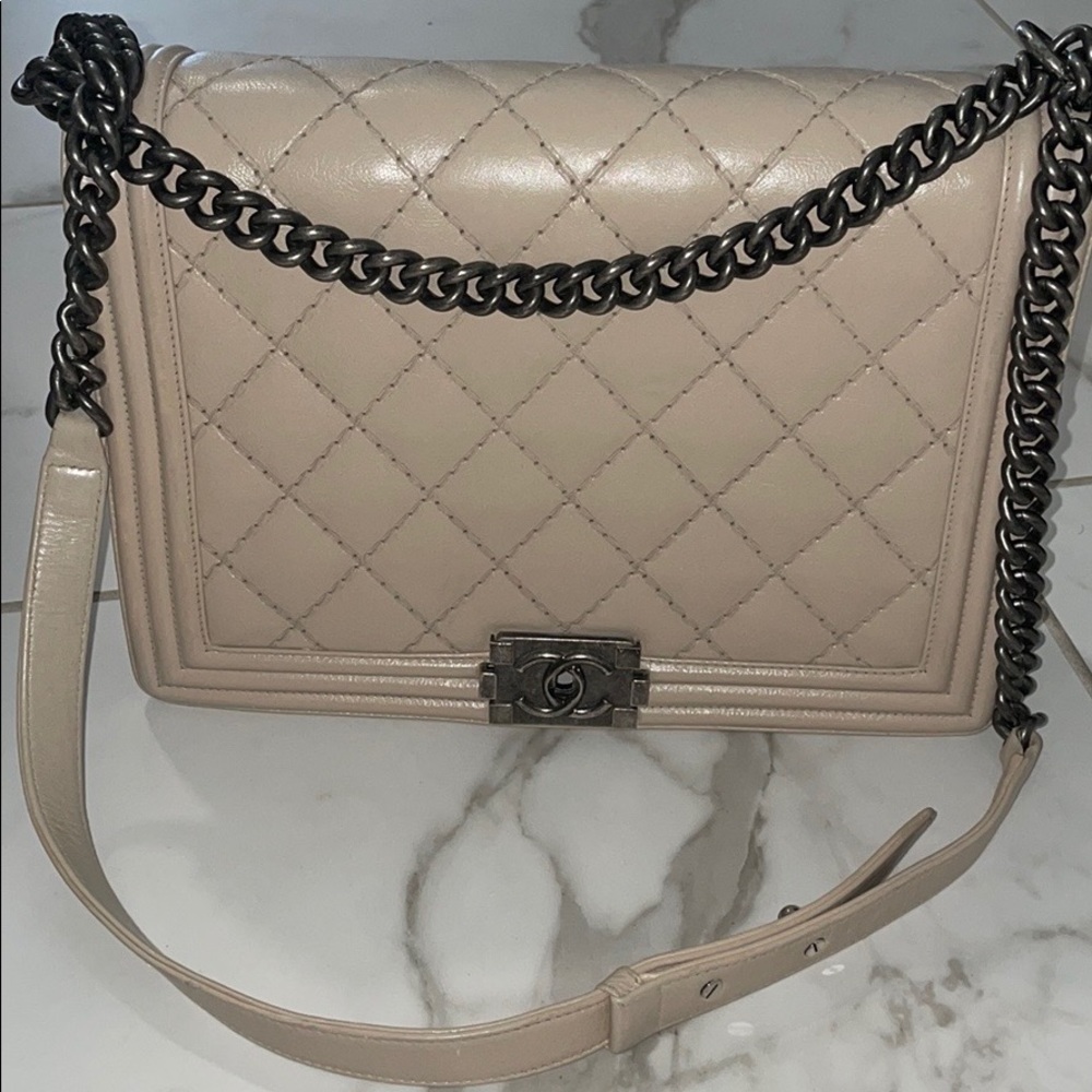 Large Nude Chanel Boy Bag